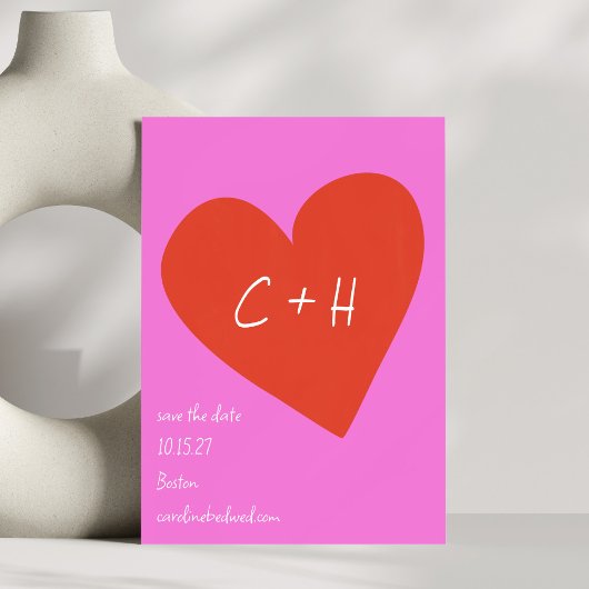Persoonlijke Roze Rode Hart Liefde Koppels Initial Save The Date