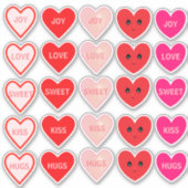 Persoonlijke Roze & Rode Liefdeshartjes Sticker (Voorkant)