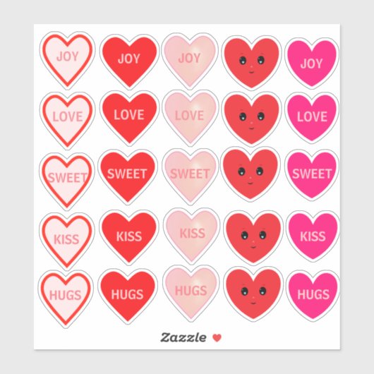 Persoonlijke Roze & Rode Liefdeshartjes Sticker (Vel)