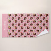 Persoonlijke Roze Rode Panda Kinderen Badhanddoek (Badhanddoek)