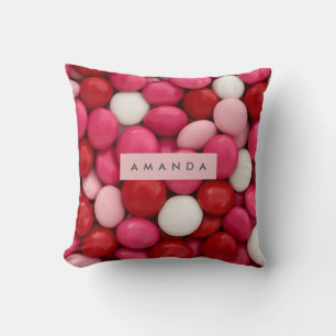 Persoonlijke Roze Rood & Witte Snoepjes Kussen