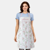 Persoonlijke Roze Roos Bloemen Schort (Gedragen)