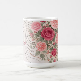 Persoonlijke Roze Roos Bloemige Haar Vrouw Elegant Koffiemok