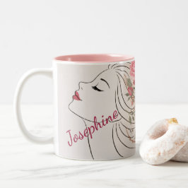 Persoonlijke Roze Roos Bloemige Haar Vrouw Elegant Tweekleurige Koffiemok