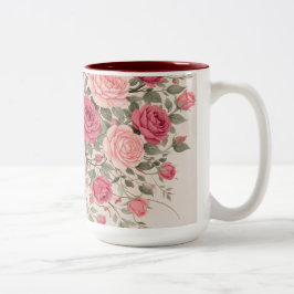 Persoonlijke Roze Roos Bloemige Haar Vrouw Elegant Tweekleurige Koffiemok