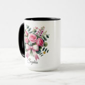Persoonlijke Roze Roos Naam Mok Elegant Cadeau (Voorkant links)