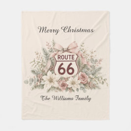Persoonlijke Roze Route 66 Kerst Familie Fleece Deken