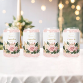 Persoonlijke Roze Rozen Bruidsuitnodiging Blikvorm Glas