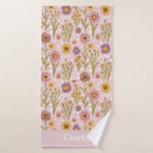 Persoonlijke Roze Stippen Bloem Kinderen Badhanddoek (Badhanddoek)