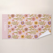 Persoonlijke Roze Stippen Bloem Kinderen Badhanddoek (Badhanddoek)