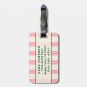 Persoonlijke Roze Streep Monogram, Aangepaste Init Bagagelabel (Achterkant verticaal)