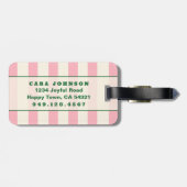 Persoonlijke Roze Streep Monogram, Aangepaste Init Bagagelabel (Achterkant horizontaal)