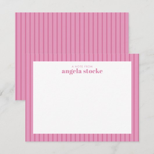 Persoonlijke Roze Streep Notitiekaartje (Voorkant / Achterkant)