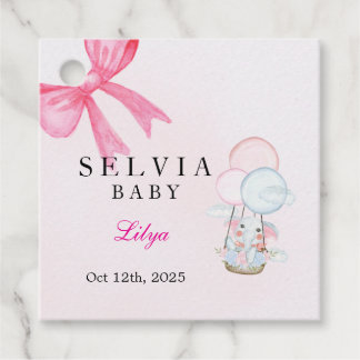 Persoonlijke Roze Strik Baby Shower Favor Tags Bedankjes Labels