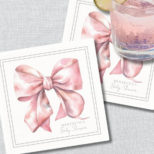 Persoonlijke Roze Strik Baby Shower Servet