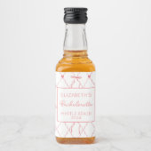 Persoonlijke Roze Strik Bachelorette Mini Likeurfles Etiket (Voorkant)