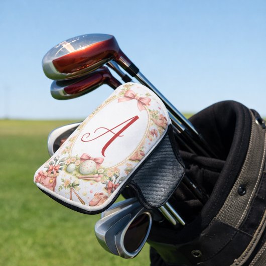 Persoonlijke Roze Strik Golf Monogram Golfheadcover