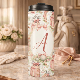 Persoonlijke Roze Strik Golf Monogram Thermosbeker
