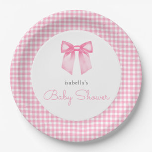 Persoonlijke Roze Strik Meisje Baby Borrel Papieren Bordje