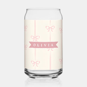 Persoonlijke Roze Strik Naam Cadeau Elegante Coque Blikvorm Glas