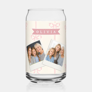 Persoonlijke Roze Strik Naam Cadeau Elegante Coque Blikvorm Glas