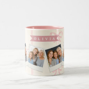 Persoonlijke Roze Strik Naam Cadeau Elegante Coque Tweekleurige Koffiemok