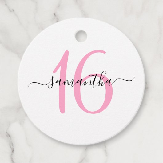 Persoonlijke Roze Sweet 16 Bedankjes Labels (Voorkant)