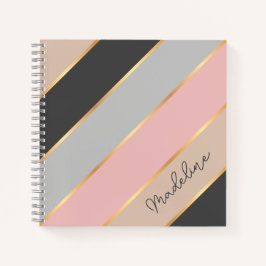 Persoonlijke Roze Taupe Beige Grijze Streep Notitieboek