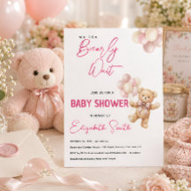 Persoonlijke Roze Teddybeer Baby Shower 