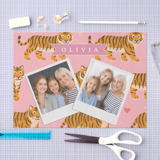 Persoonlijke Roze Tijger Chic Uitdagend Leuk Esthe Tissuepapier (Craft)