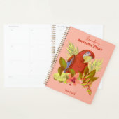 Persoonlijke roze tropische papegaai illustratie planner (Display)