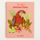 Persoonlijke roze tropische papegaai illustratie planner (Voorkant)