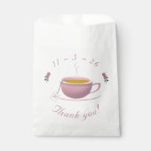 Persoonlijke Roze Tuin Thee-Party Bruidsdouche Bedankzakje (Voorkant)