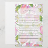 Persoonlijke Roze Tulpen en Groene Bladeren Briefpapier (Voorkant / Achterkant)