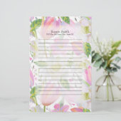 Persoonlijke Roze Tulpen en Groene Bladeren Briefpapier (Staand voorkant)