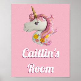 Persoonlijke roze Unicorn Girl's Room Poster