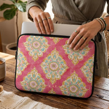 Persoonlijke Roze Vintage Bloemendamask Monogram