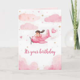 Persoonlijke Roze Vliegtuig Verjaardagskaart Kaart