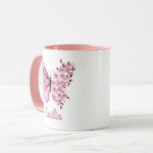 Persoonlijke Roze Vlinder & Kersenbloesem Mok (Voorkant links)