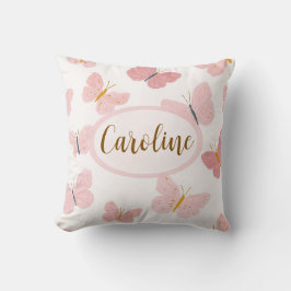 Persoonlijke Roze Vlinder Naam Kussen