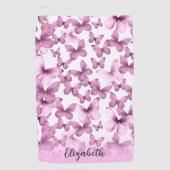 Persoonlijke Roze Vlinders Golfhanddoek (Voorkant)