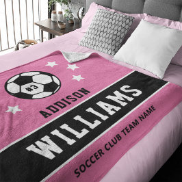 Persoonlijke Roze Voetbalspeler Naam Fleece Deken