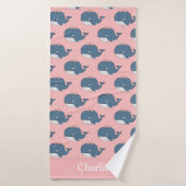 Persoonlijke Roze Walvis Kids Badhanddoek (Badhanddoek)