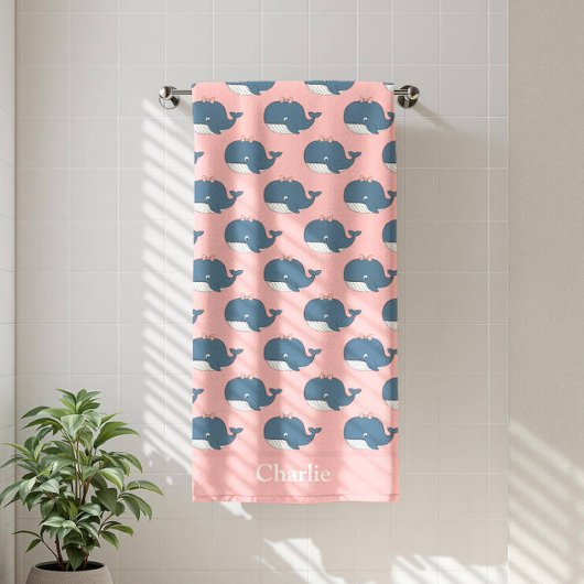 Persoonlijke Roze Walvis Kids Strandlaken
