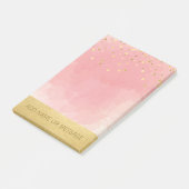 Persoonlijke roze Waterverf Faux Gold Foil Post-it® Notes (Schuin)