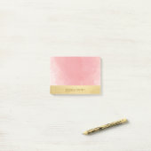 Persoonlijke roze Waterverf Faux Gold Foil Post-it® Notes (Op bureau)