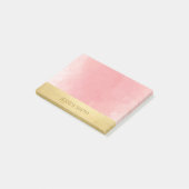 Persoonlijke roze Waterverf Faux Gold Foil Post-it® Notes (Schuin)