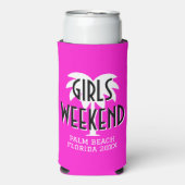 Persoonlijke roze weekendtrip voor meisjes seltzer blikjeskoeler (Seltzer Voorkant)