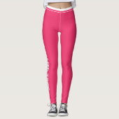 Persoonlijke Roze Wit Gestreepte Pretige Athleisur Leggings (Voorkant)