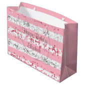 Persoonlijke Roze Wit Grijs Zilver Glitters Groot Cadeauzakje (Achterkant Gekanteld)